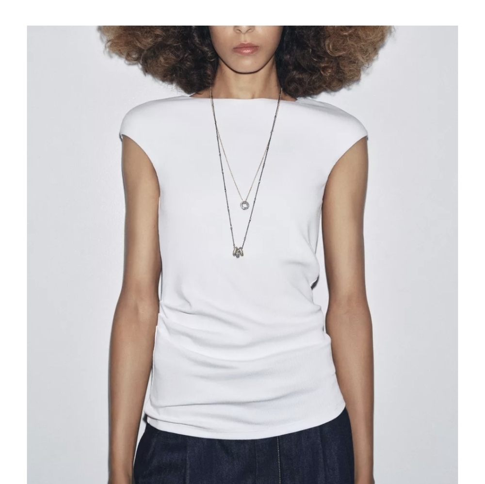 Zara Ribbed Draped Black Women's Top XL NWT Sold Out - Picture 7 of 7